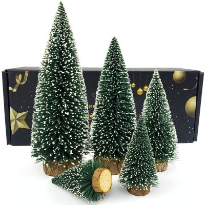 Desktop Miniature Pine Tree Mini Christmas Trees Tabletop Christmas Tree Small Pine Tree Bottle Brush Trees for Christmas Decor Christmas Party Home Table Craft Decorations
