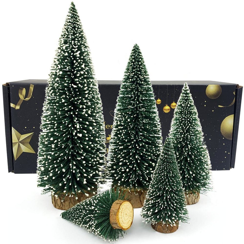 Desktop Miniature Pine Tree Mini Christmas Trees Tabletop Christmas Tree Small Pine Tree Bottle Brush Trees for Christmas Decor Christmas Party Home Table Craft Decorations