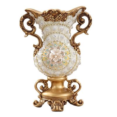 Elegant Large Flower Vases Table Centerpiece for Kitchen Dining Living Room Home Decor, European RetroTall Big Resin Flowers Chinese Vases for Bedroom Decorations, 11.81in8.26in