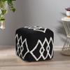 LR Home Black/White Diamond Cotton Ottoman Pouf for Home Decor | Hand-Made Modern Foot Rest for Bedroom & Living Room Decor | 18 x 18 x 14 Stuffed Pouf for Seating view 2