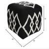 LR Home Black/White Diamond Cotton Ottoman Pouf for Home Decor | Hand-Made Modern Foot Rest for Bedroom & Living Room Decor | 18 x 18 x 14 Stuffed Pouf for Seating view 3