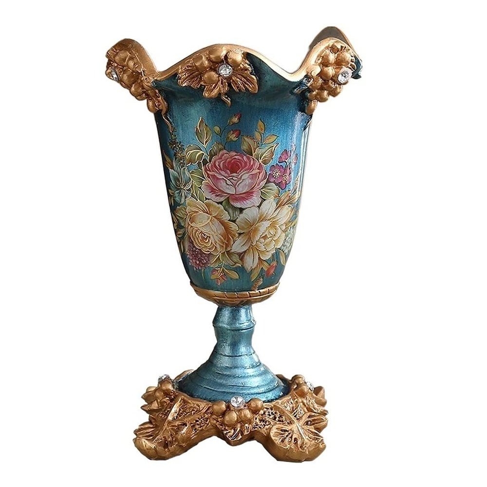 Elegant Large Flower Vases Table Centerpiece for Kitchen Dining Living Room Home Decor, European RetroTall Big Resin Flowers Chinese Vases for Bedroom Decorations, Christmas Wedding Gift 10.2in5.9in