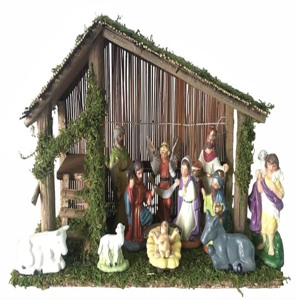 Rocky Mountain Goods 11 Piece Porcelain Nativity Set with Stable - 2-5 Porcelain Figurines with 16 x 11 Stable - Nativity Set for Christmas Indoor - Jesus, Mary, Joseph, 3 Wisemen, Angel