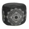 LR Home Black/Ivory Medallion Cotton Ottoman Pouf for Home Decor | Hand-Made Classic Foot Rest for Bedroom & Living Room Decor | 18 x 18 x 14 Stuffed Pouf for Seating view 1