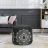 LR Home Black/Ivory Medallion Cotton Ottoman Pouf for Home Decor | Hand-Made Classic Foot Rest for Bedroom & Living Room Decor | 18 x 18 x 14 Stuffed Pouf for Seating view 2