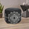 LR Home Black/Ivory Medallion Cotton Ottoman Pouf for Home Decor | Hand-Made Classic Foot Rest for Bedroom & Living Room Decor | 18 x 18 x 14 Stuffed Pouf for Seating view 3