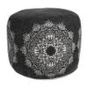 LR Home Black/Ivory Medallion Cotton Ottoman Pouf for Home Decor | Hand-Made Classic Foot Rest for Bedroom & Living Room Decor | 18 x 18 x 14 Stuffed Pouf for Seating view 4