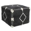LR Home Black Geometric Cotton Ottoman Pouf for Home Decor | Hand-Made Modern Foot Rest for Bedroom & Living Room Decor | 18 x 18 x 14 Stuffed Pouf for Seating view 1