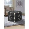 LR Home Black Geometric Cotton Ottoman Pouf for Home Decor | Hand-Made Modern Foot Rest for Bedroom & Living Room Decor | 18 x 18 x 14 Stuffed Pouf for Seating view 3