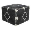 LR Home Black Geometric Cotton Ottoman Pouf for Home Decor | Hand-Made Modern Foot Rest for Bedroom & Living Room Decor | 18 x 18 x 14 Stuffed Pouf for Seating view 4