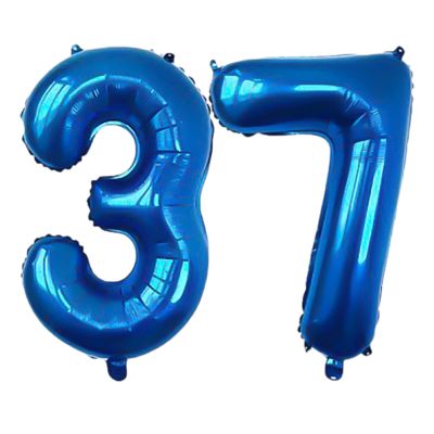 XLOOD Number 37 Balloons 32 inch Digital Balloon Alphabet 37 Birthday Balloons Digit 37 Helium Balloons Big Balloons for Birthday Party Supplies Wedding Bachelorette Bridal Shower, Blue Number 37th