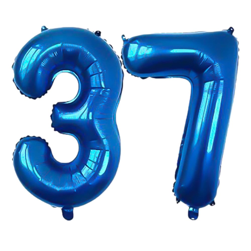 XLOOD Number 37 Balloons 32 inch Digital Balloon Alphabet 37 Birthday Balloons Digit 37 Helium Balloons Big Balloons for Birthday Party Supplies Wedding Bachelorette Bridal Shower, Blue Number 37th