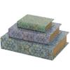 Deco 79 Canvas Decorative Box Faux Storage Book Book Shaped Boxes with Green and Yellow Floral Patterns, Set of 3 Decorative Keepsake Boxes 12", 9", 6"H, Blue view 4