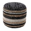 LR Home Black/Cream Striped Cotton Blend Ottoman Pouf for Home Decor | Hand-Made Modern Foot Rest for Bedroom & Living Room Decor | 18 x 18 x 14 Stuffed Pouf for Seating view 2