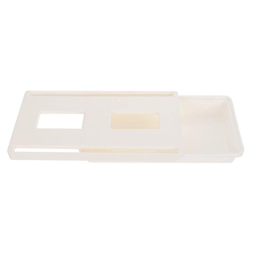 Zerodeko Punch under Desk Drawer Organizer Small Beige Plastic Storage Box for Office Cabinet and Desk Easy to Install Space-saving for Stationery and Sundries