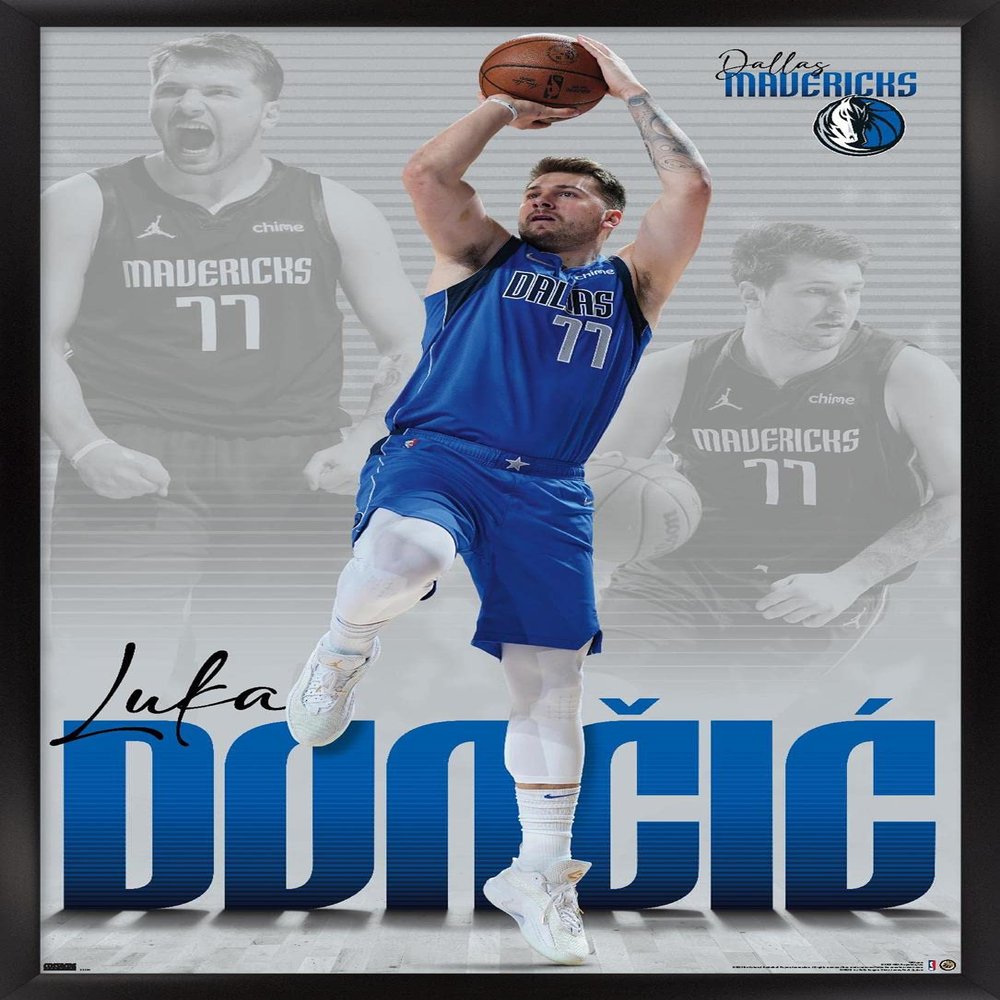 Trends International NBA Dallas Mavericks - Luka Doncic 22 Wall Poster, 22.375" x 34", Black Framed Version