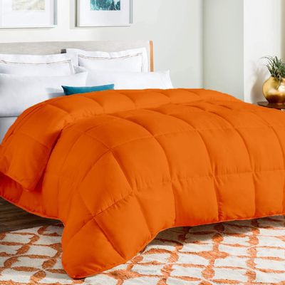 Wega Linen Luxurious Down Alternative Super King Comforter 1 Piece All-Season Orange Duvet Insert Super King 100X120 with Corner Tabs 100% Egyptian Cotton