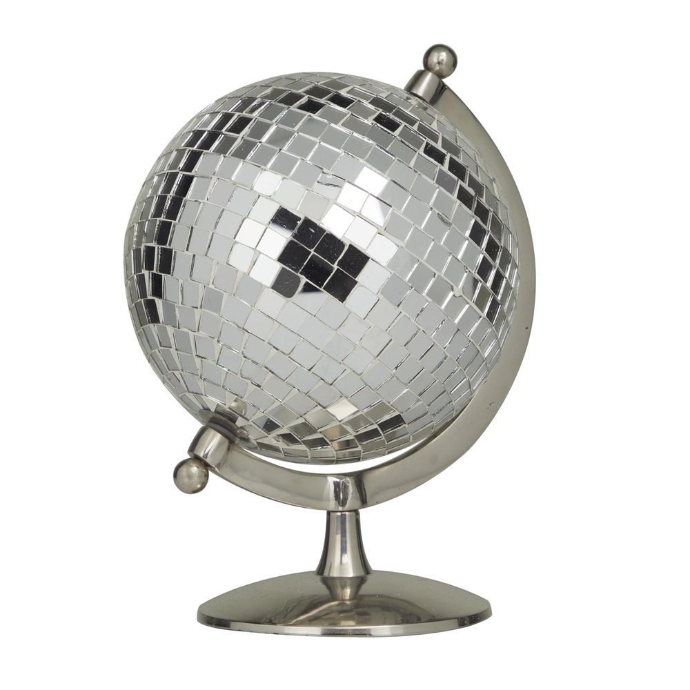 Deco 79 Stainless Steel Metal Disco Ball Style Globe, 8" x 7" x 10", Silver