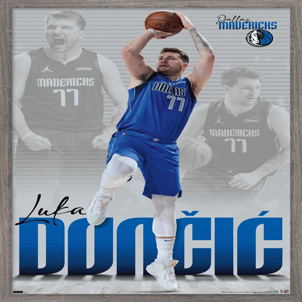 Trends International NBA Dallas Mavericks - Luka Doncic 22 Wall Poster, 14.725" x 22.375", Barnwood Framed Version