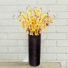 Brown Decorative Contemporary Mango Wood Ribbed Design Cylinder Shaped Table Vase, 16 Inch view 2