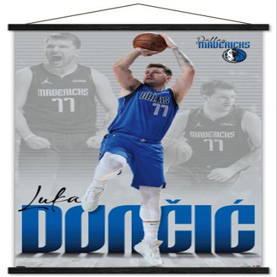 Trends International NBA Dallas Mavericks - Luka Doncic 22 Wall Poster, 22.375" x 34", Premium Print and Black Hanger Bundle