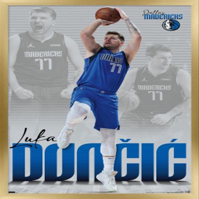 Trends International NBA Dallas Mavericks - Luka Doncic 22 Wall Poster, 14.725" x 22.375", Gold Framed Version