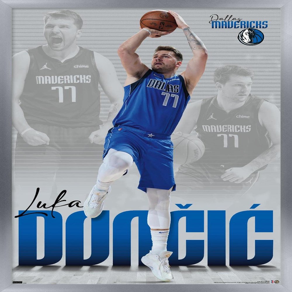 Trends International NBA Dallas Mavericks - Luka Doncic 22 Wall Poster, 22.375" x 34", Silver Framed Version