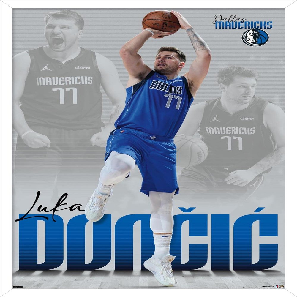 Trends International NBA Dallas Mavericks - Luka Doncic 22 Wall Poster, 22.375" x 34", White Framed Version