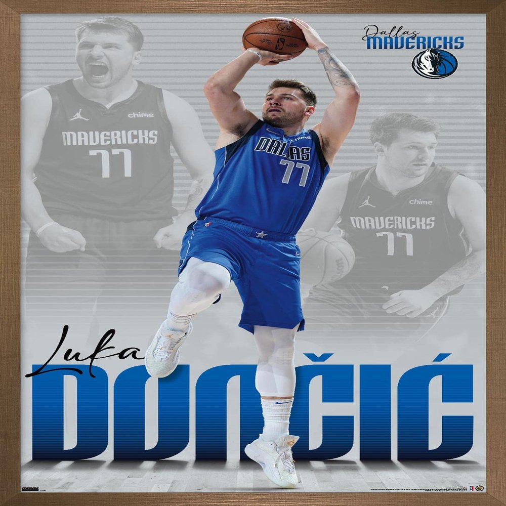 Trends International NBA Dallas Mavericks - Luka Doncic 22 Wall Poster, 14.725" x 22.375", Bronze Framed Version