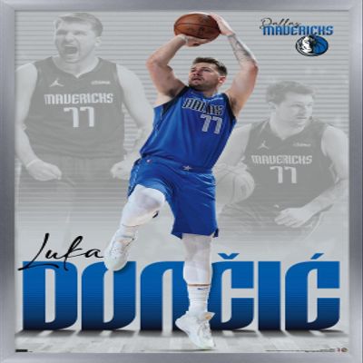 Trends International NBA Dallas Mavericks - Luka Doncic 22 Wall Poster, 14.725" x 22.375", Silver Framed Version