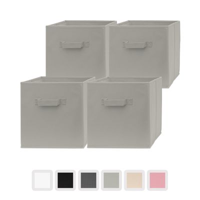 13 Inch Cube Storage Bins - 4 Pack - Large, Dual Handles, Foldable | 13x13 Fabric Bins for Organizing Closet, Clothes and Toys