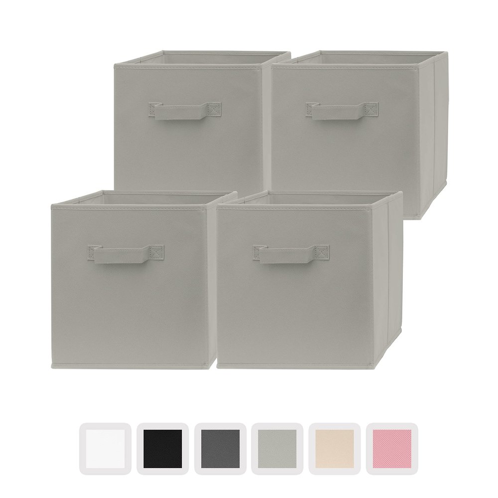 13 Inch Cube Storage Bins - 4 Pack - Large, Dual Handles, Foldable | 13x13 Fabric Bins for Organizing Closet, Clothes and Toys
