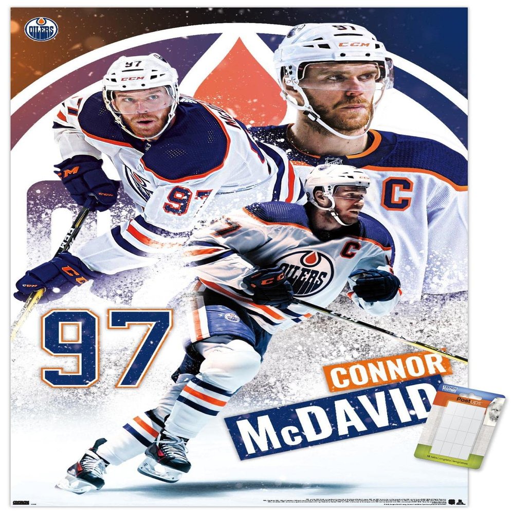 Trends International NHL Edmonton Oilers - Connor McDavid 22 Wall Poster, 14.725" x 22.375", Premium Poster & Mount Bundle