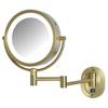 JERDON Wall-Mounted Makeup Mirror with 5X Magnification - Gold Makeup Mirror with LED Lights - Direct Wire - Model HL65BGD view 1