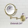 JERDON Wall-Mounted Makeup Mirror with 5X Magnification - Gold Makeup Mirror with LED Lights - Direct Wire - Model HL65BGD view 3