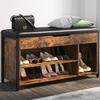 astimey Shoe Bench, Lift Top Shoe Storage Bench, Adjustable Shelf Entryway Bench, Metal and Wood Shoe Rack Organizer with Cushion for Entry, Bedroom, Closet, Living Room, Hallway (Brown, 35.5W) view 1