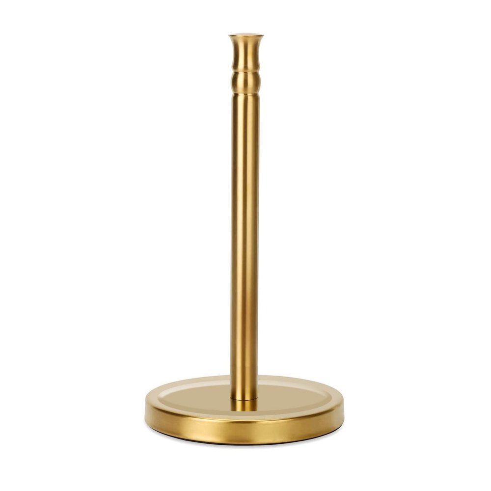 Siwil Gold Paper Towel Holder Stand, One-Handed Ripping Paper Towel Roll Holder Countertop, Stainless Steel Base Rust-Proof, NOT Tip Over