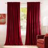 NICETOWN Christmas Red Velvet Curtains 90 inches Long 2 Panels Set (52-inch Wide), Thermal Insulated Sound Reducing Blackout Drapes for Film, Window Treatments for Large Door Windows view 1