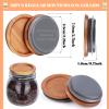36Pack Regular Mouth Mason Jar Lids Acacia Wooden Storage Canning Jar Lids Ball Jars Bamboo Wooden Lids with Airtight Silicone Seal Ball Wooden Lids for Mason Jars, Brown view 2