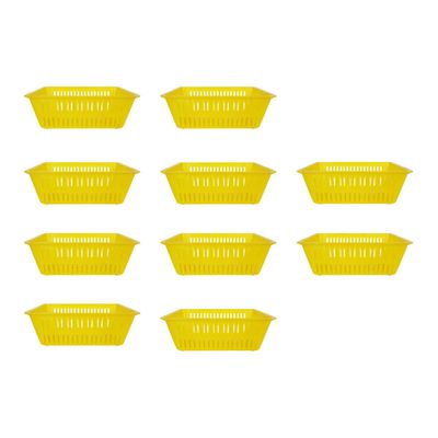 ibasenice 10pcs Home Coin Basket Bin Mini Multipurpose Office Modular Makeup Holder Plastic Bins Bathroom Kitchen Desktop Yellow Container Pantry Tray Storage Sundries Coins Decorative