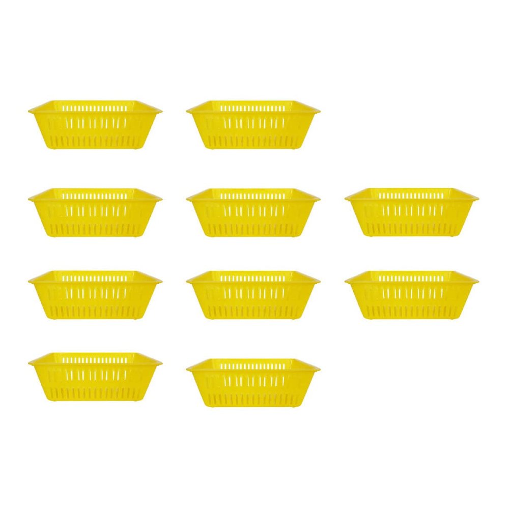 ibasenice 10pcs Home Coin Basket Bin Mini Multipurpose Office Modular Makeup Holder Plastic Bins Bathroom Kitchen Desktop Yellow Container Pantry Tray Storage Sundries Coins Decorative