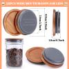 24Pack Wide Mouth Mason Jar Lids Acacia Wooden Storage Canning Jar Lids Ball Jars Bamboo Wooden Lids with Airtight Silicone Seal Ball Wooden Lids for Mason Jars, Brown view 2