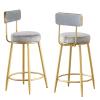 Barstools Set of 2 26" Velvet Fabric Counter Height Stools for Kitchen Modern Island Bar Chairs Upholstered Bar Chairs with Back and Footrest-Grey view 1