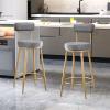 Barstools Set of 2 26" Velvet Fabric Counter Height Stools for Kitchen Modern Island Bar Chairs Upholstered Bar Chairs with Back and Footrest-Grey view 2