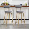Barstools Set of 2 26" Velvet Fabric Counter Height Stools for Kitchen Modern Island Bar Chairs Upholstered Bar Chairs with Back and Footrest-Grey view 4