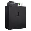 PEUKC Metal Storage Cabinet with Lock, 36" Small Steel Locker Storage Cabinets, 2 Adjustable Shelves 2 Doors for Home, Office, Garage and Kitchen (Black) view 1