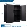 PEUKC Metal Storage Cabinet with Lock, 36" Small Steel Locker Storage Cabinets, 2 Adjustable Shelves 2 Doors for Home, Office, Garage and Kitchen (Black) view 3