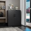 PEUKC Metal Storage Cabinet with Lock, 36" Small Steel Locker Storage Cabinets, 2 Adjustable Shelves 2 Doors for Home, Office, Garage and Kitchen (Black) view 4
