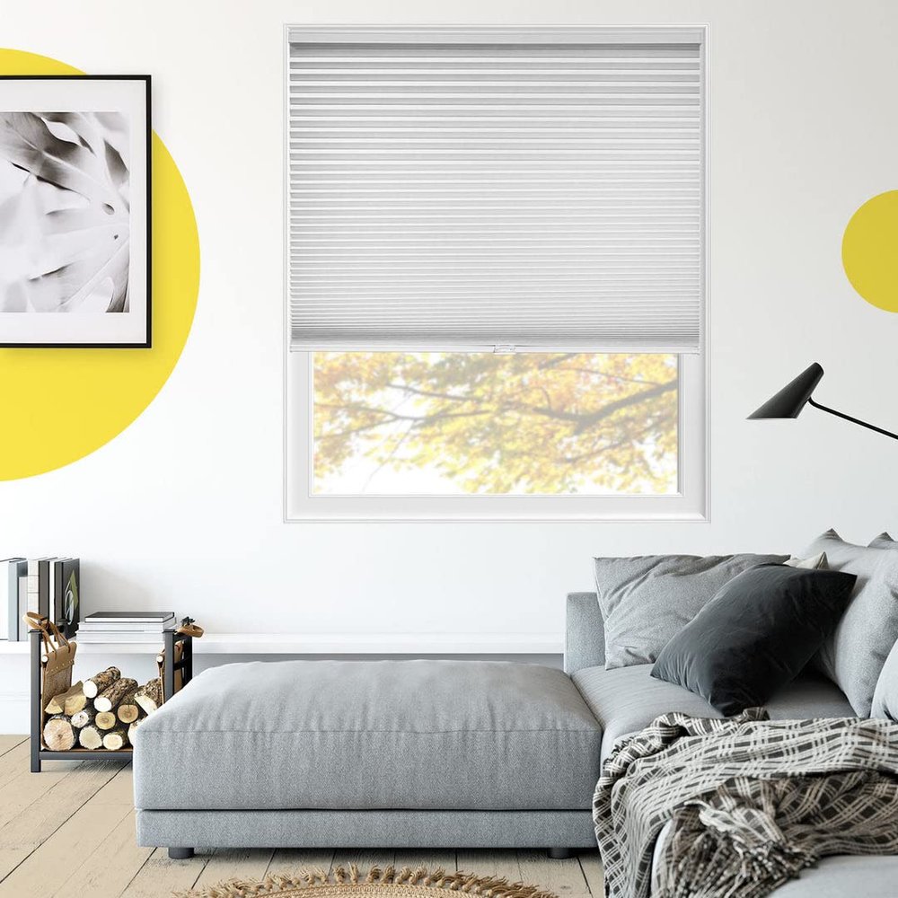 YELLOW BLINDS Cellular Shades, Window Blinds for Room, Window Coverings for Home Decor Series, Snow (Blockout), 48" W x 48" H