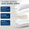 downluxe Goose Feather and Down Pillows - 2 Pack Gusseted Hotel Collection Feather Pillows for Back, Stomach or Side Sleepers, Bed Pillows King Size Set of 2 (18"x34"x2") view 2
